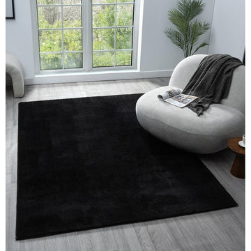 Washable Comfy Plain CMF00 Black Rug-Desire Rugs-Rug Love - The Most Loved Rug Store